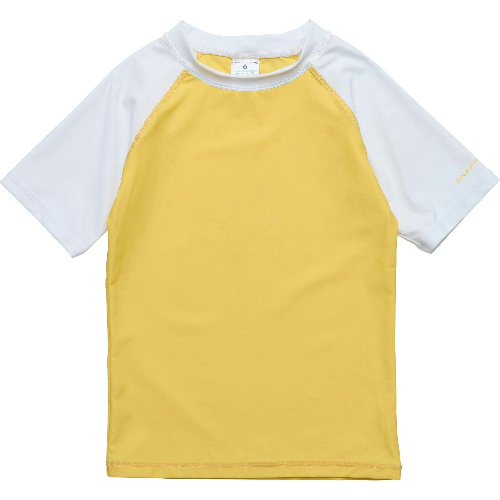 Yellow White Sleeve Sustainable SS Rash Top