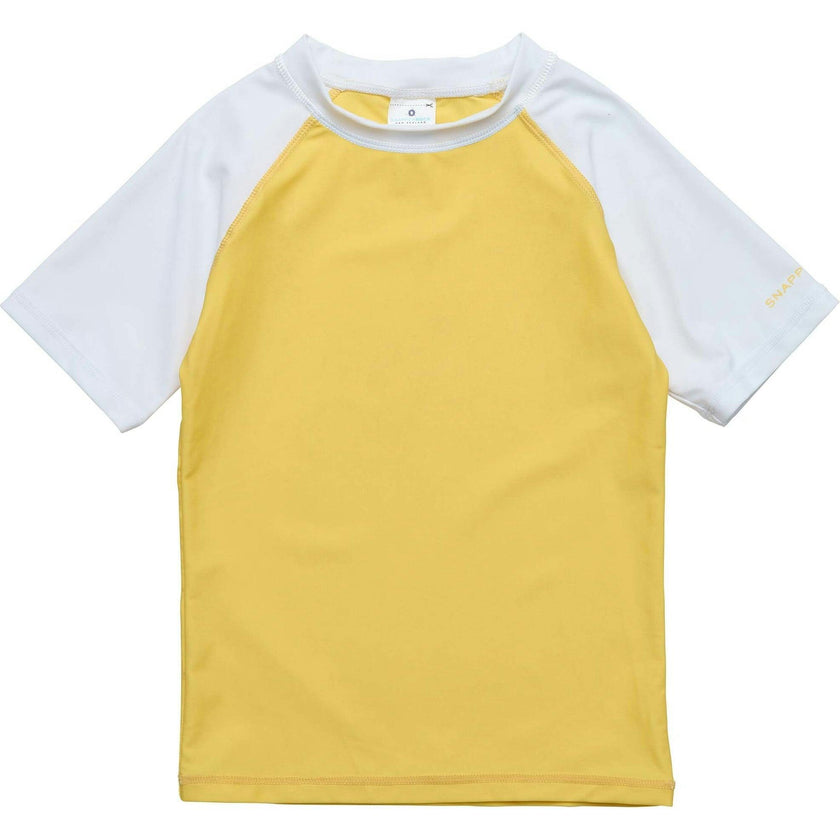 Yellow White Sleeve Sustainable SS Rash Top