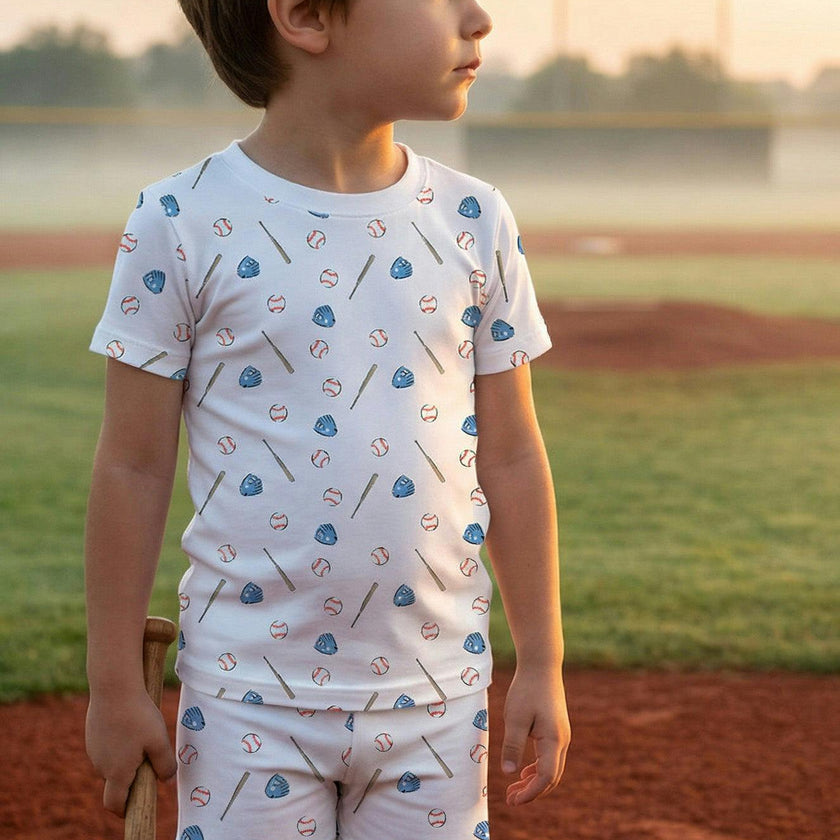 The Organic Short Sleeve Pajama Set [Batter Up]