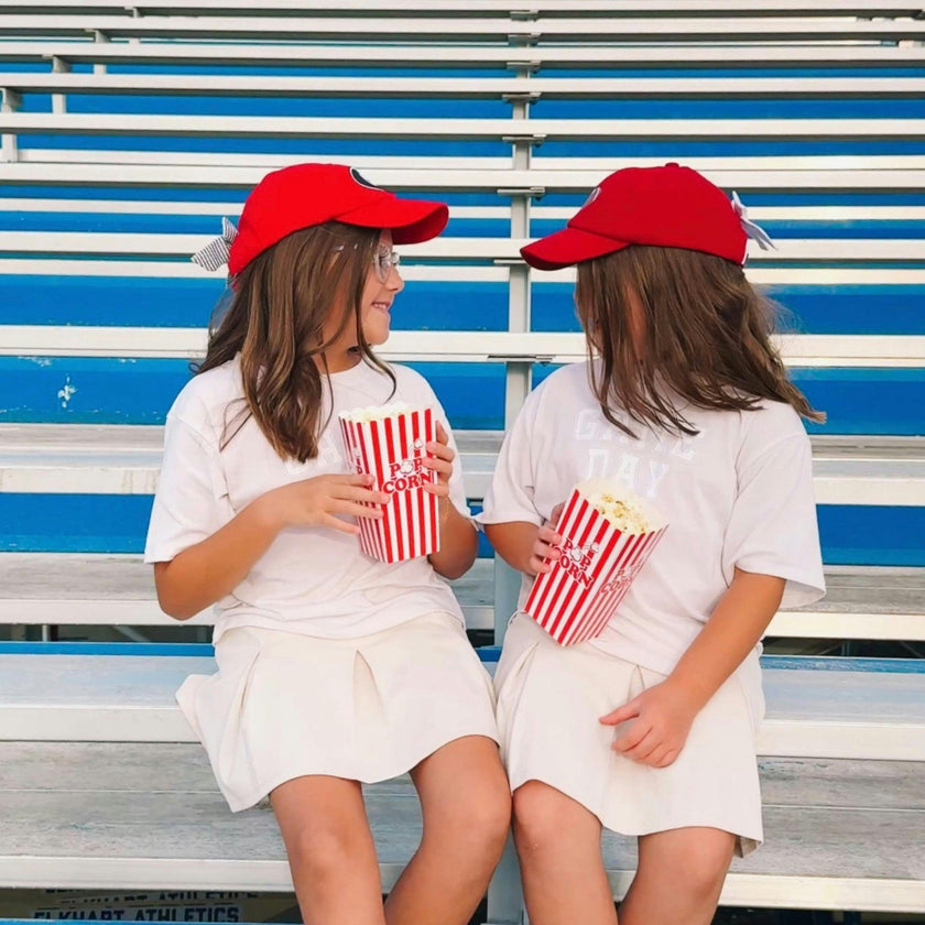 Red Football Bow Baseball Hat (Baby/Toddler, Youth)