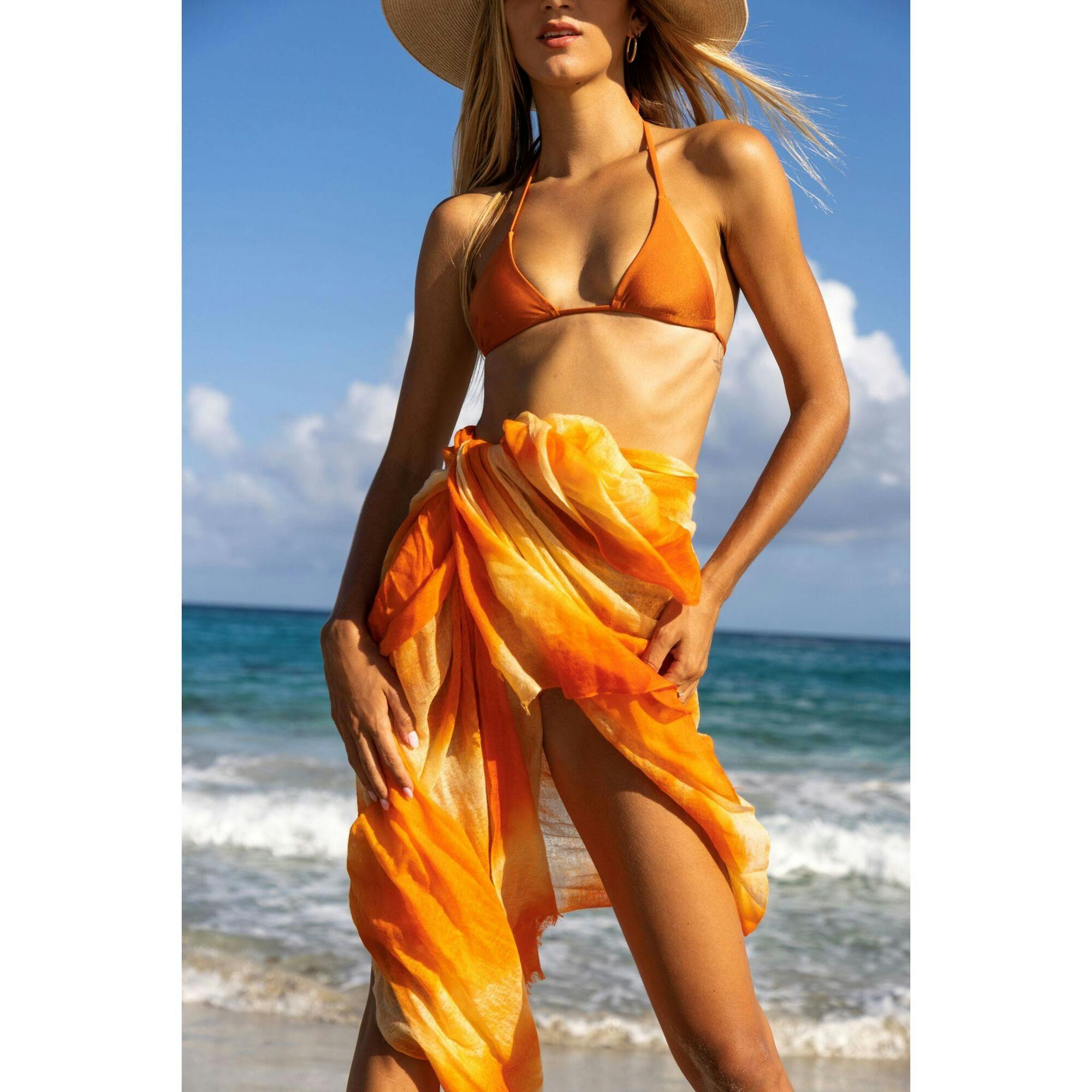 Cashmere Hand-Dip Dye Saline Pareo Scarf