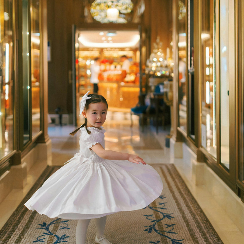 Colombe White Silk Ceremony Girl Dress