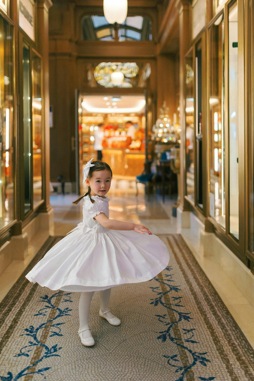 Colombe White Silk Ceremony Girl Dress