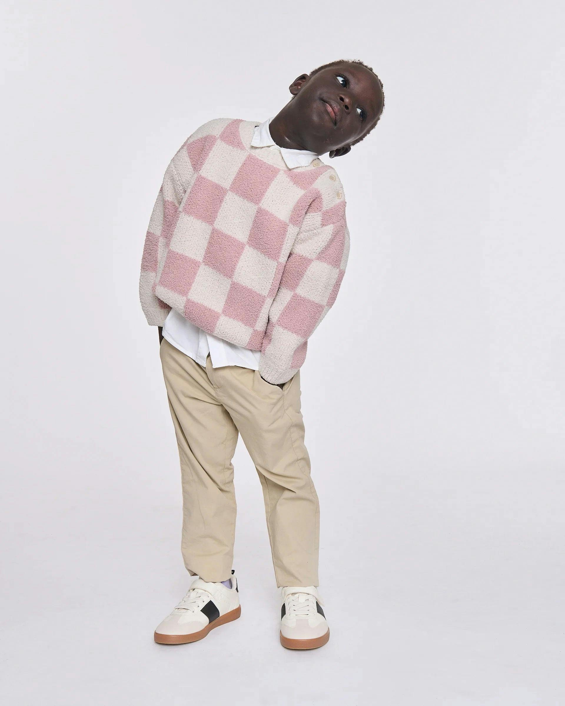 Boxy Sweater • Checkers Fuzzy