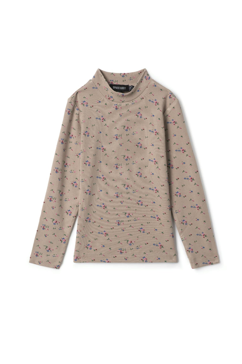 Floral Printed Mock Neck Long Sleeve Top