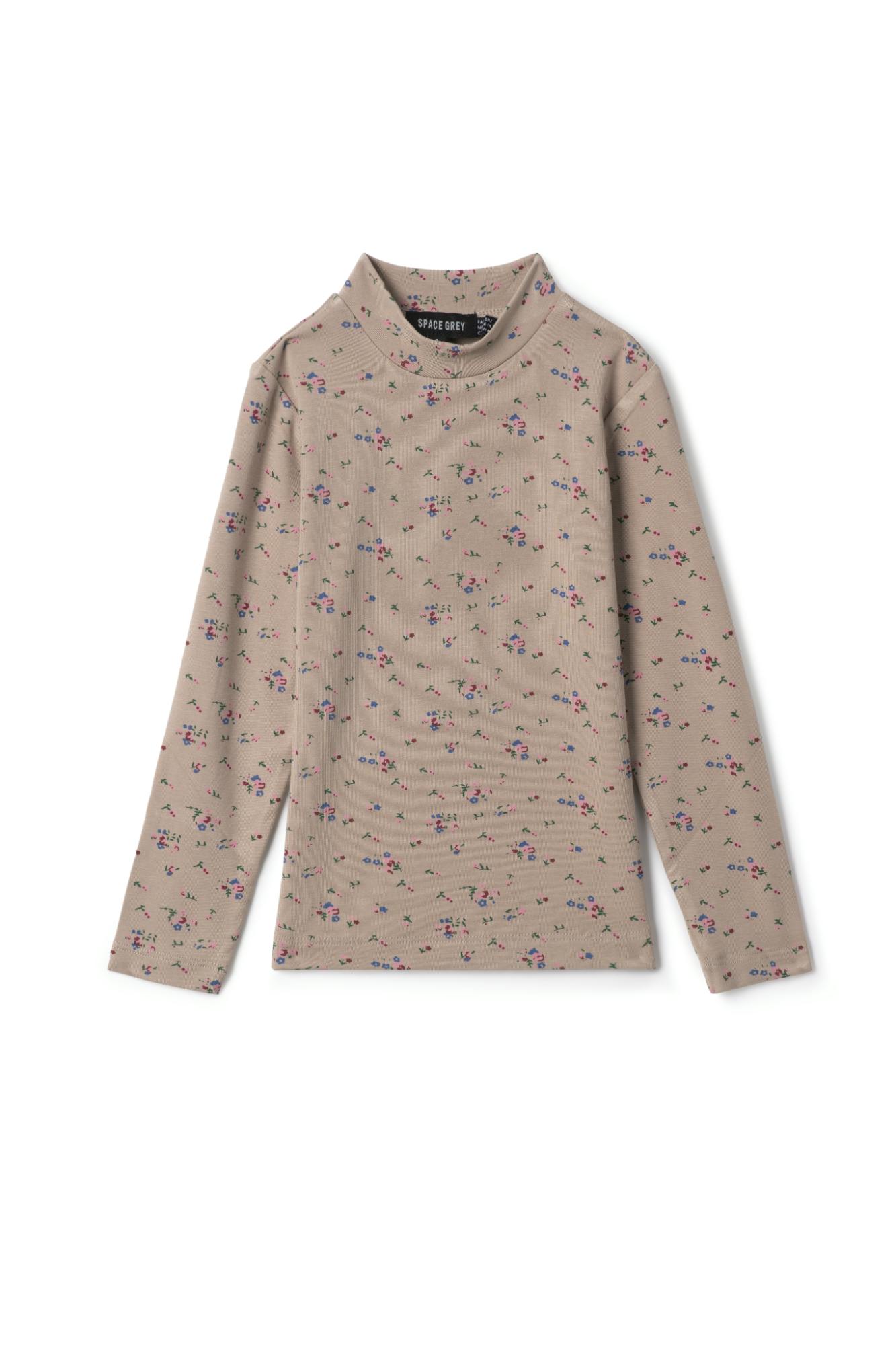 Floral Printed Mock Neck Long Sleeve Top