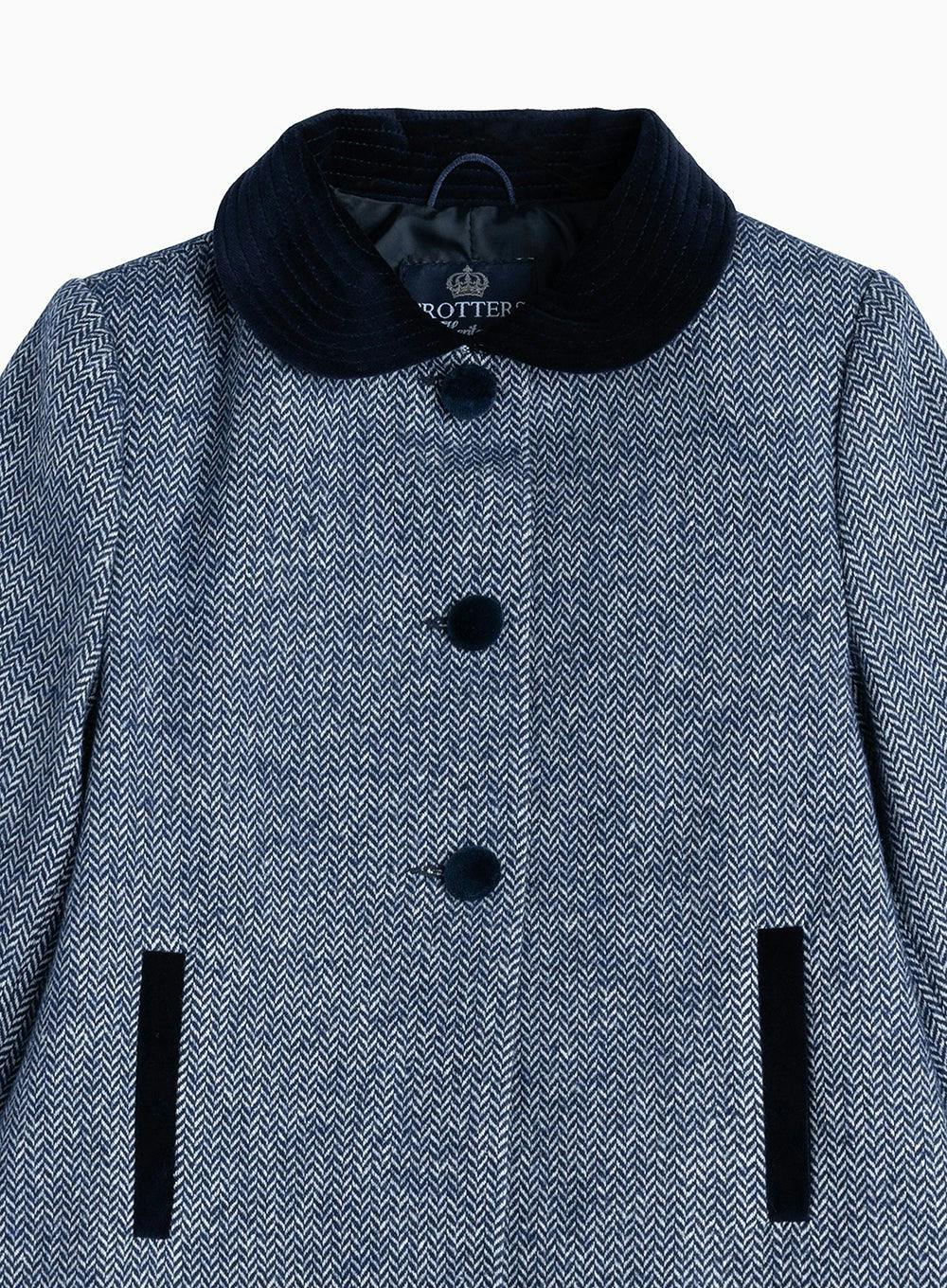 Matilda Swing Coat in Navy Herringbone