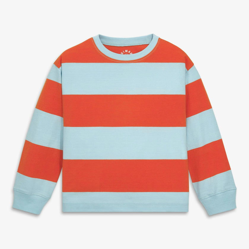 Kids long sleeve easy tee in rugby stripe