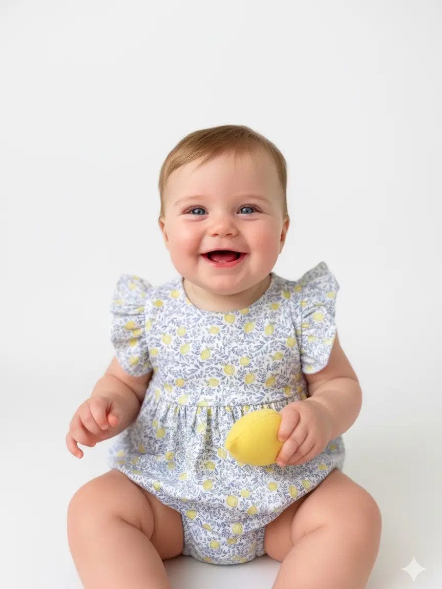 Lemons Pima Cotton Baby Bloomer w/ Cross Straps