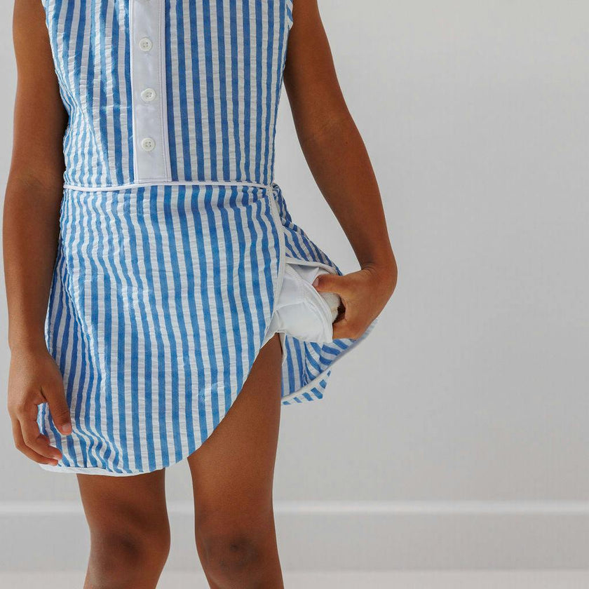 Girls Seersucker Stripe Tennis Skort Dress
