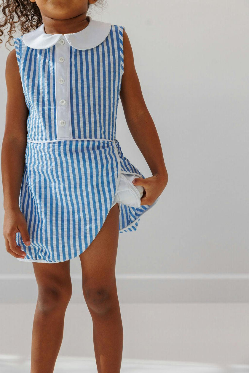 Girls Seersucker Stripe Tennis Skort Dress