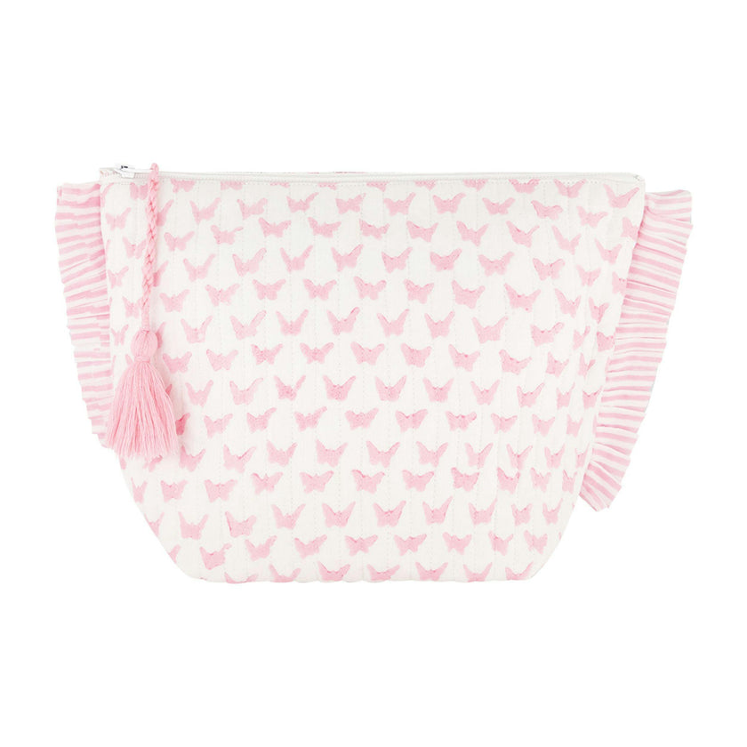 La Plage Ruffle Pouch Pink Butterfly, Pink Butterfly