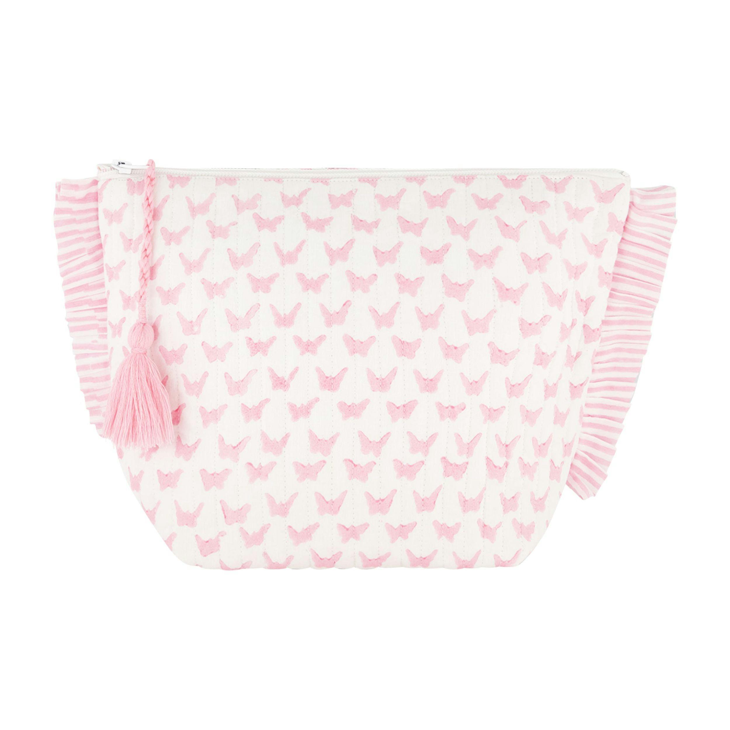 La Plage Ruffle Pouch Pink Butterfly, Pink Butterfly