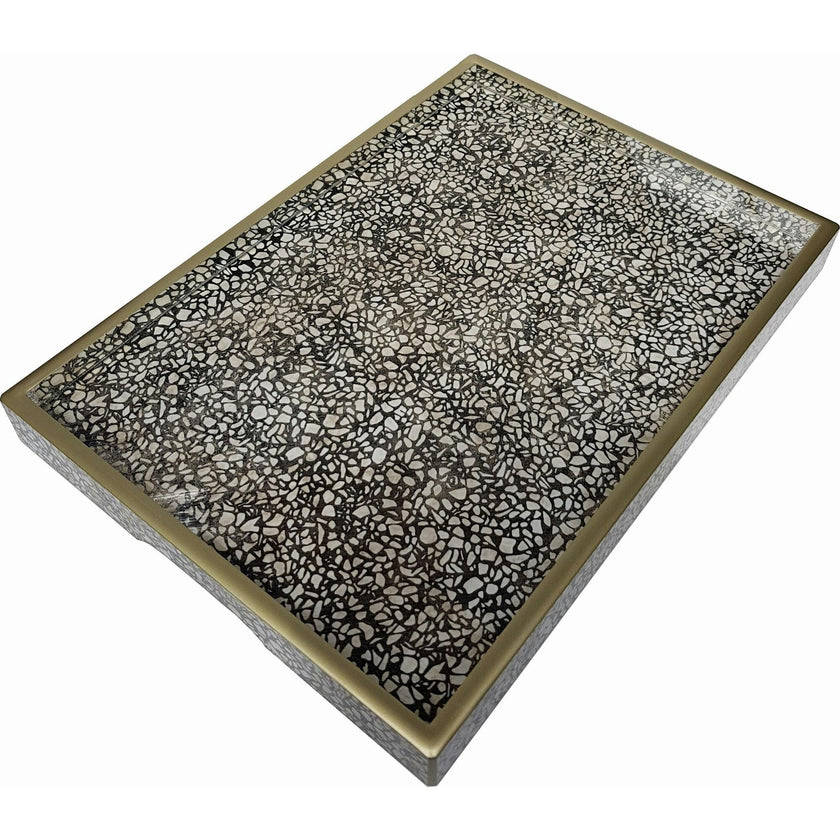 Handmade Reverse Painted Mirror Tray Terrazzo - Small