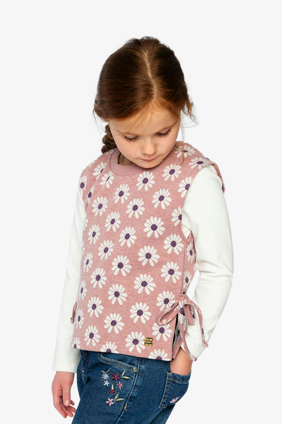 Jacquard Vest Pink Printed Flowers