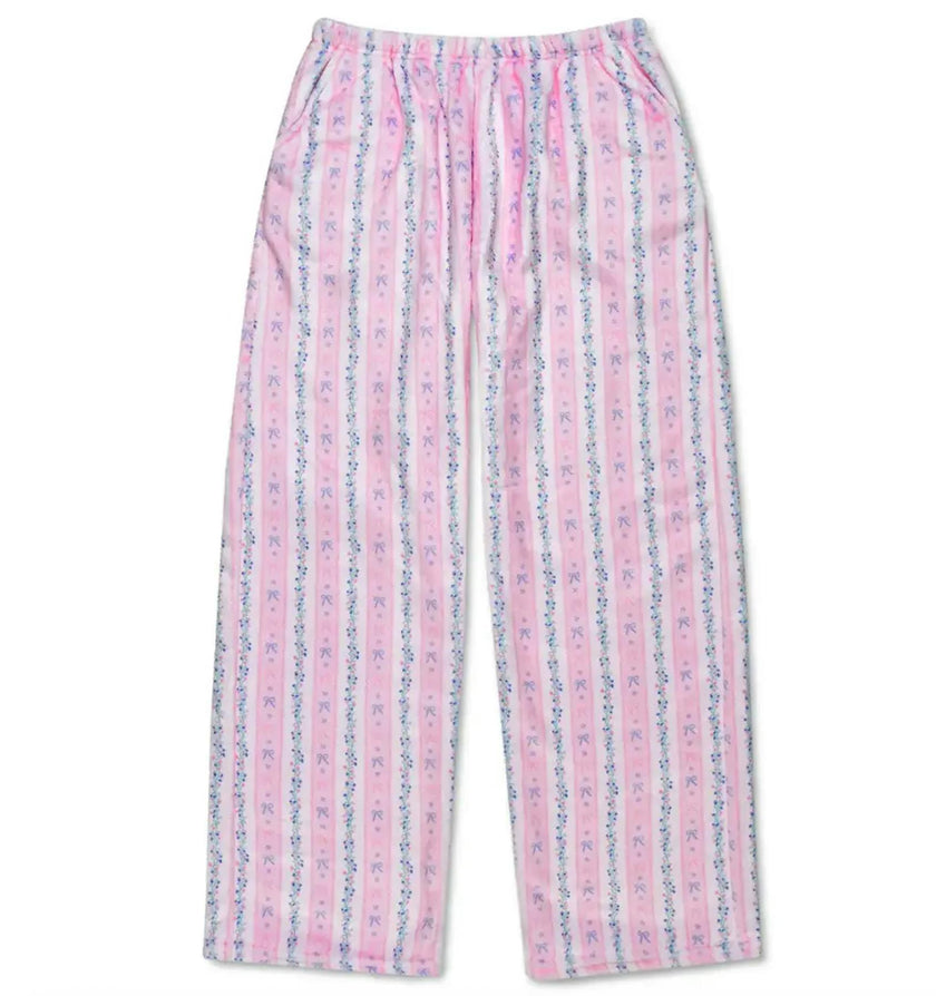 Floral Stripes Plush Pants