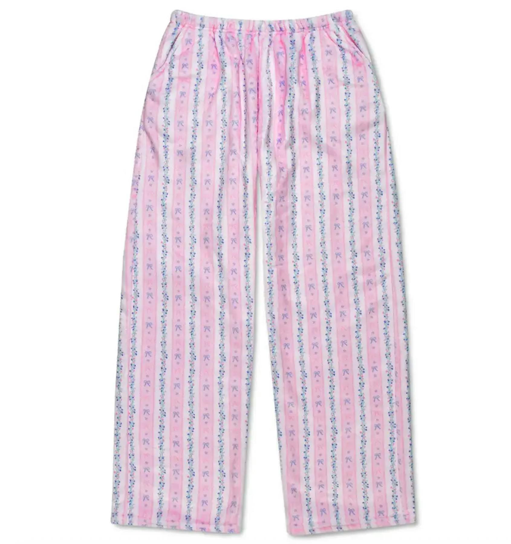Floral Stripes Plush Pants