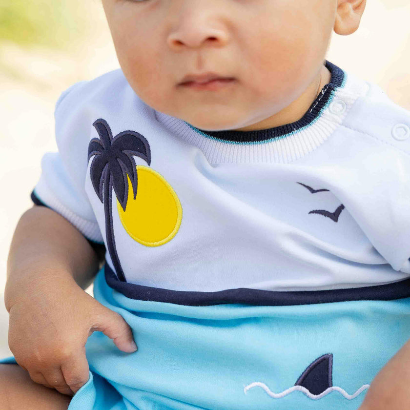 Knit Shortall With Ocean Scene