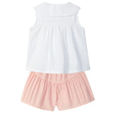 LARANJINHA Embroidered Blouse Shorts Set - Pink & White