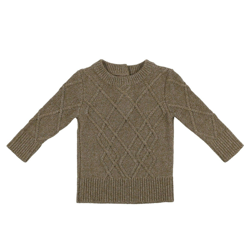 Chunky Cable Knit Ribbed Collar Sweater