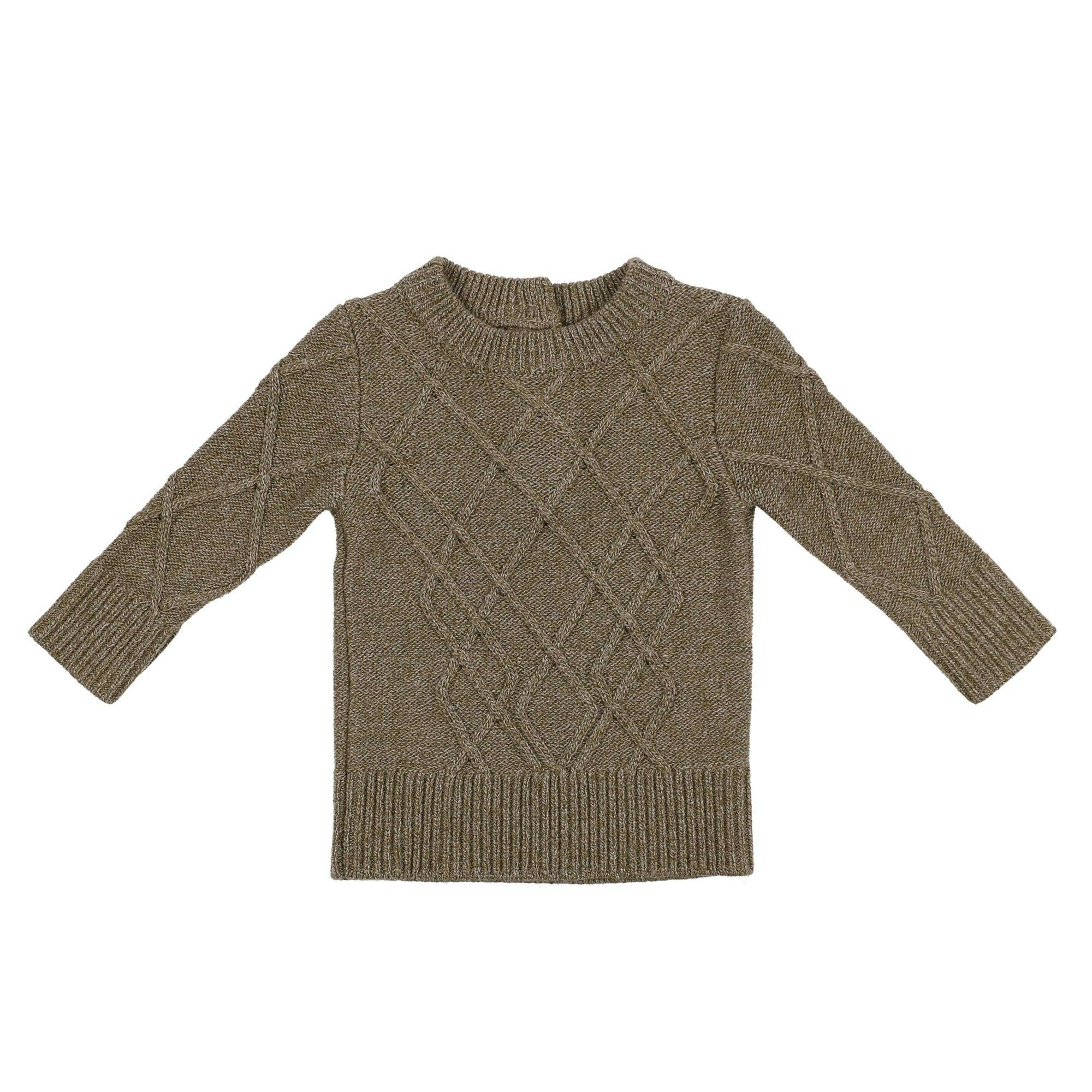 Chunky Cable Knit Ribbed Collar Sweater