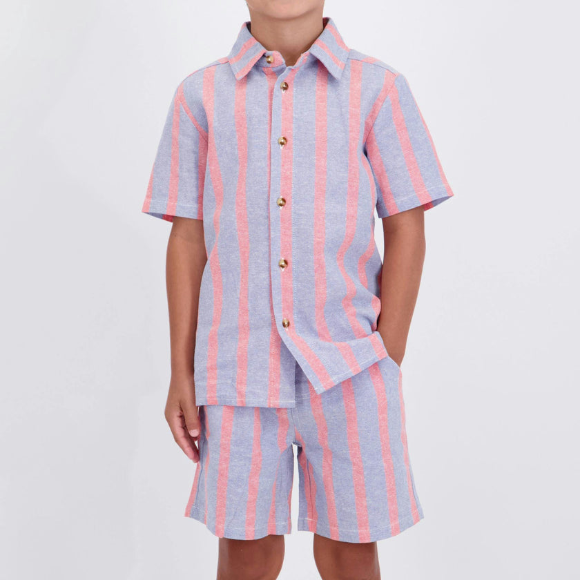 Boys Orange Striped Airy Oxford Set | Orange Stripe