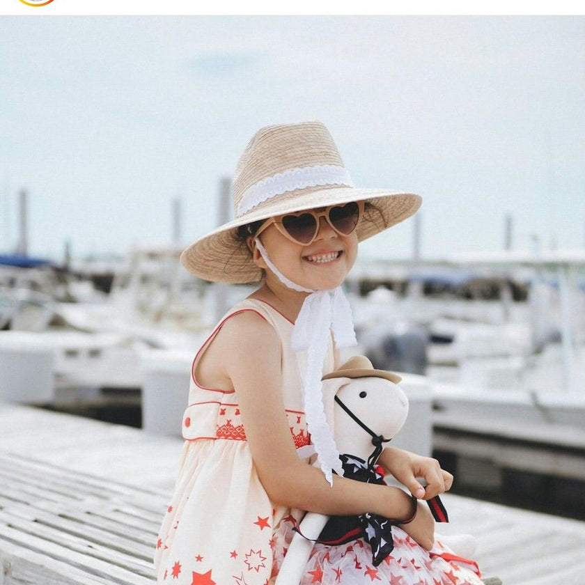 Petunia Girl's Sun Hat - Yellow Grosgrain Long Ribbon