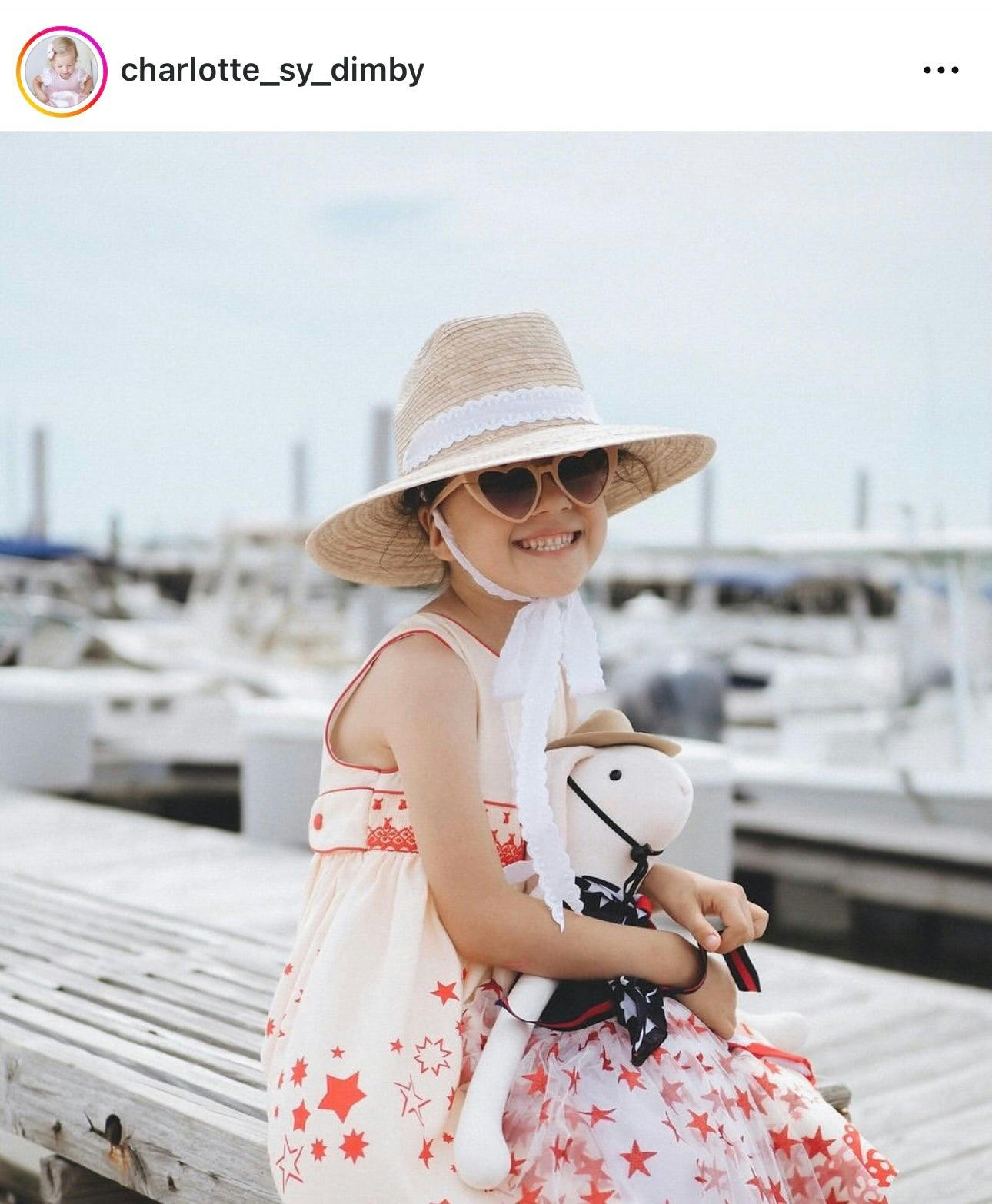 Petunia Girl's Sun Hat - Yellow Long Grosgrain Ribbon