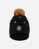 Lined Knit Pompom Hat with Little Sequins