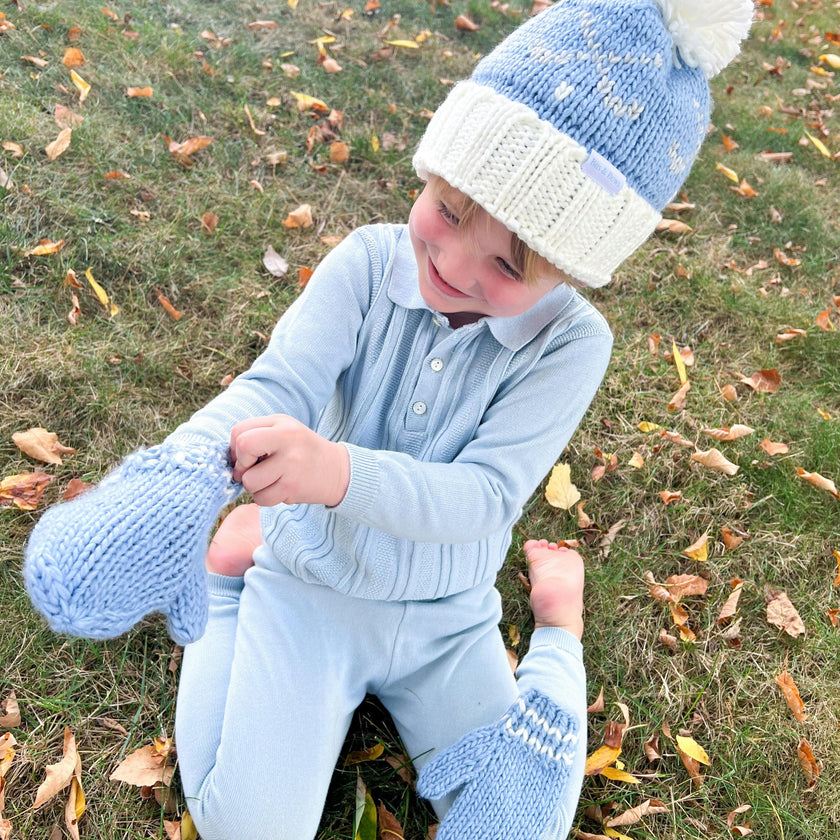 Knit Mittens - Blue