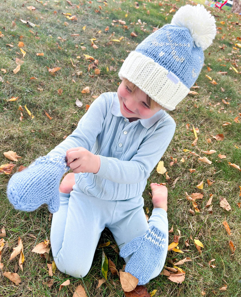 Knit Mittens - Blue