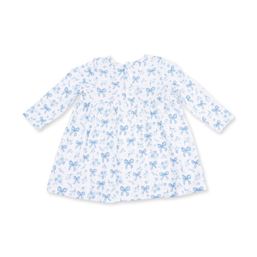 Blue Bows and Flowers - Simple Dress and Bloomer
