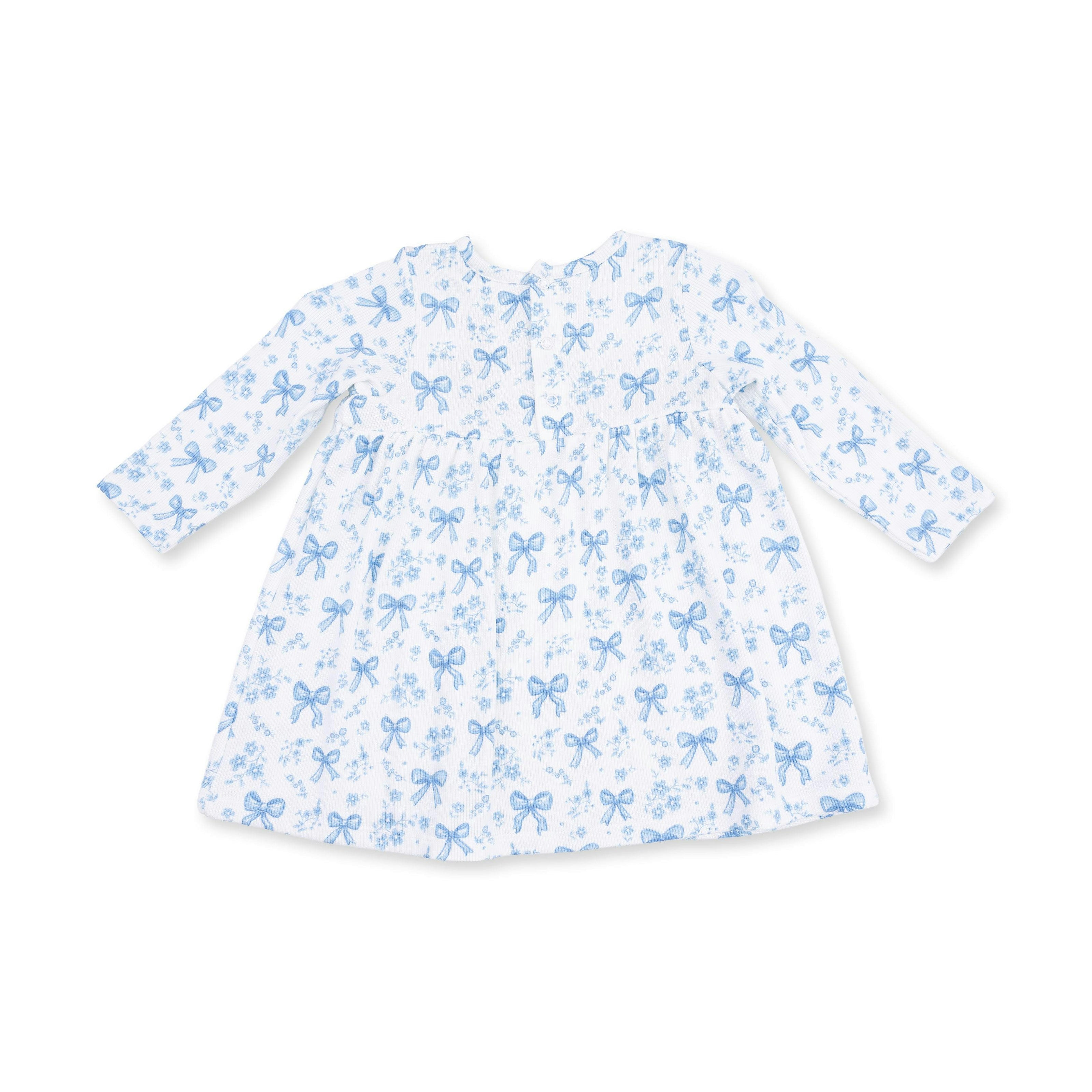 Blue Bows and Flowers - Simple Dress and Bloomer