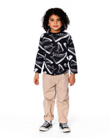 Long Sleeve Organic Cotton Allover Print Tee Black
