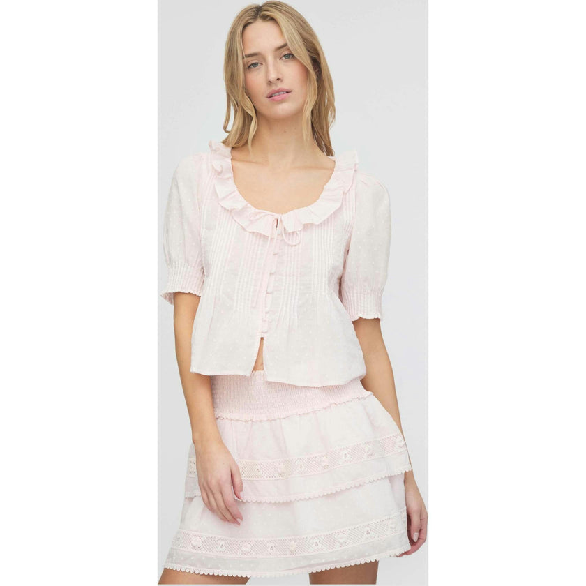 The Meena Skirt - Powder Pink Swiss Dot