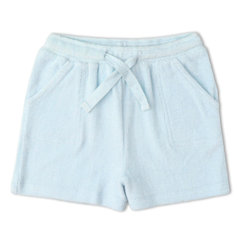 Organic Terry Tee & Shorts Set - Light Blue