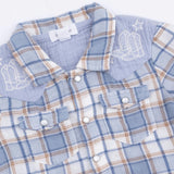 Western Boot Plaid - Short Sleeve Western Pearl Snap Shirt with Casual Short