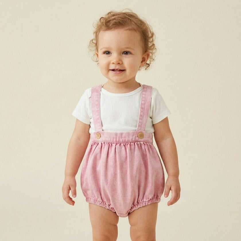 Baby Girls Washed Denim Romper