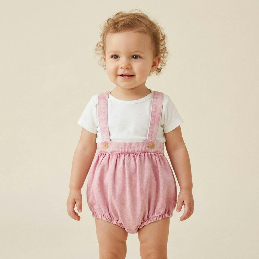 Baby Girls Washed Denim Romper