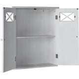 Dawson Wooden Wall Cabinet with Cross Molding and 2 Doors