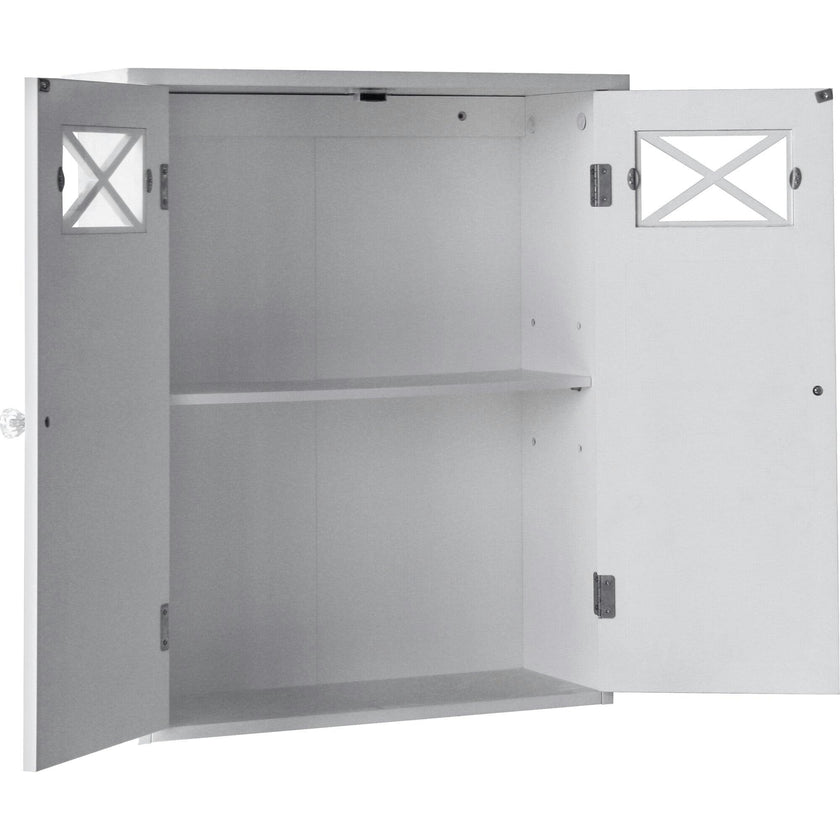 Dawson Wooden Wall Cabinet with Cross Molding and 2 Doors