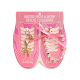 Better with a Bow Beads Charms and Bows Shoe Charm Set 4pc - Gold Bow, Heart Charm, Bead Chain, and Pink Ribbon Bow with Lobster Clips