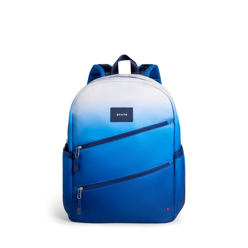 Kane Double Pocket Large Backpack, Blue Gradient Diagonal Zipper
