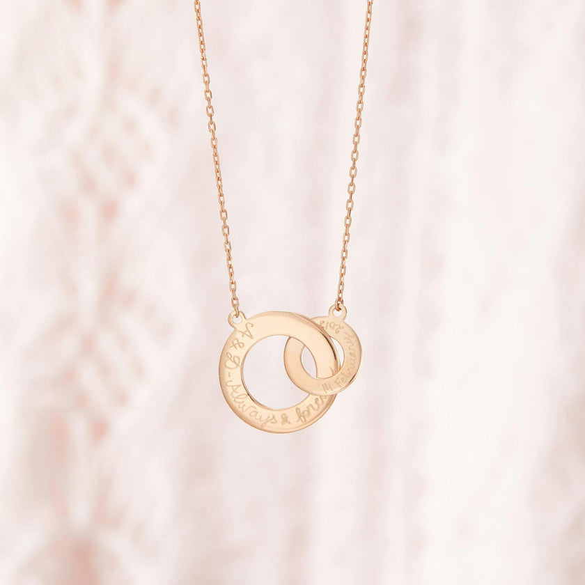 Personalized Intertwined Necklace, 18k Rose Gold Plated