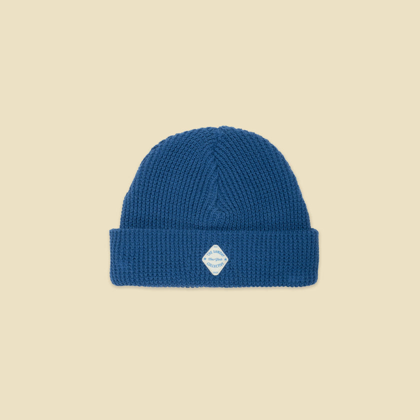 Organic Waffle Knit Beanie in Blue Note