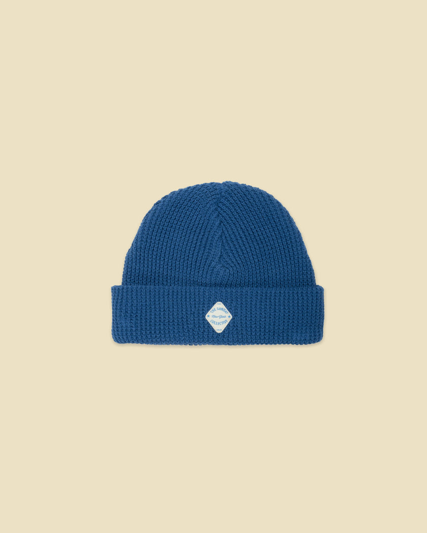 Organic Waffle Knit Beanie in Blue Note