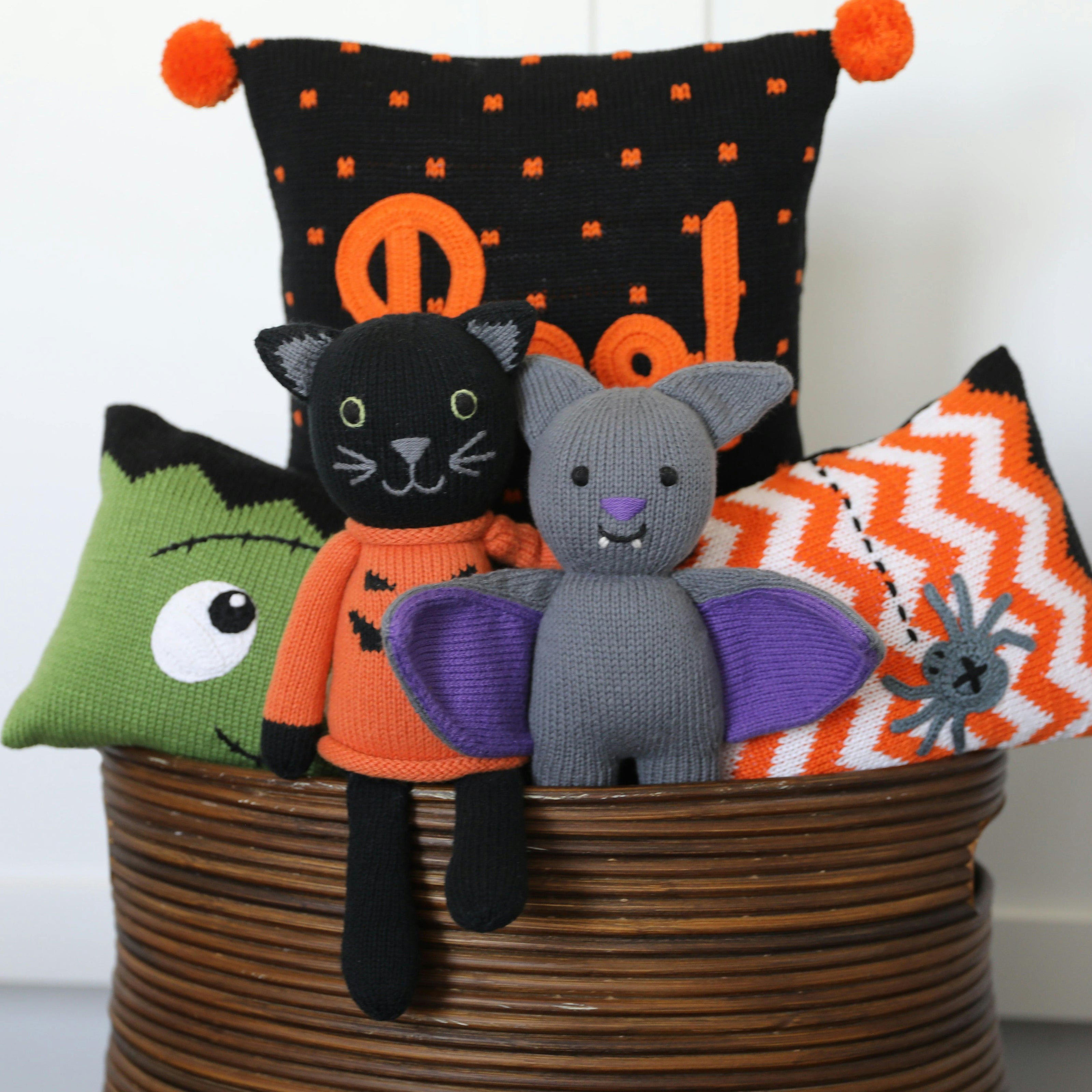 Knit Halloween Cat Plush