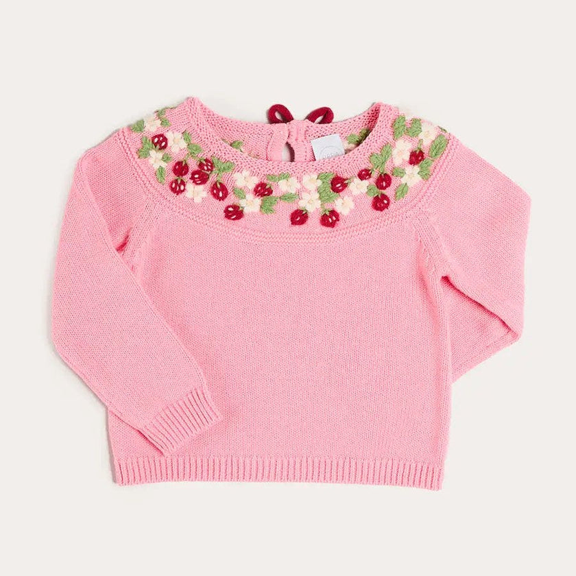 Strawberry Embroidered Jumper in Pink (12mths-6yrs)