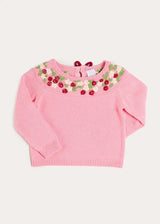 Strawberry Embroidered Jumper in Pink (12mths-6yrs)