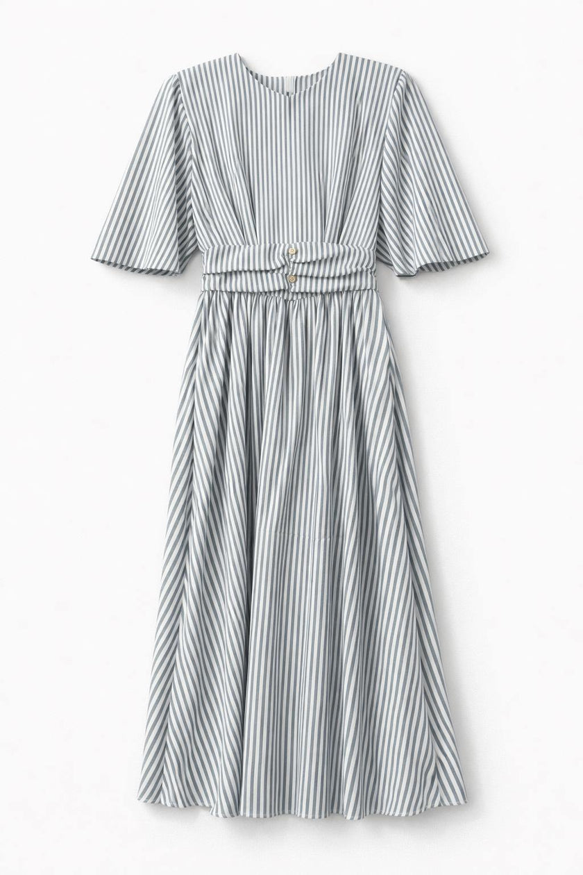 STRIPED BAT-SLEEVE DRESS